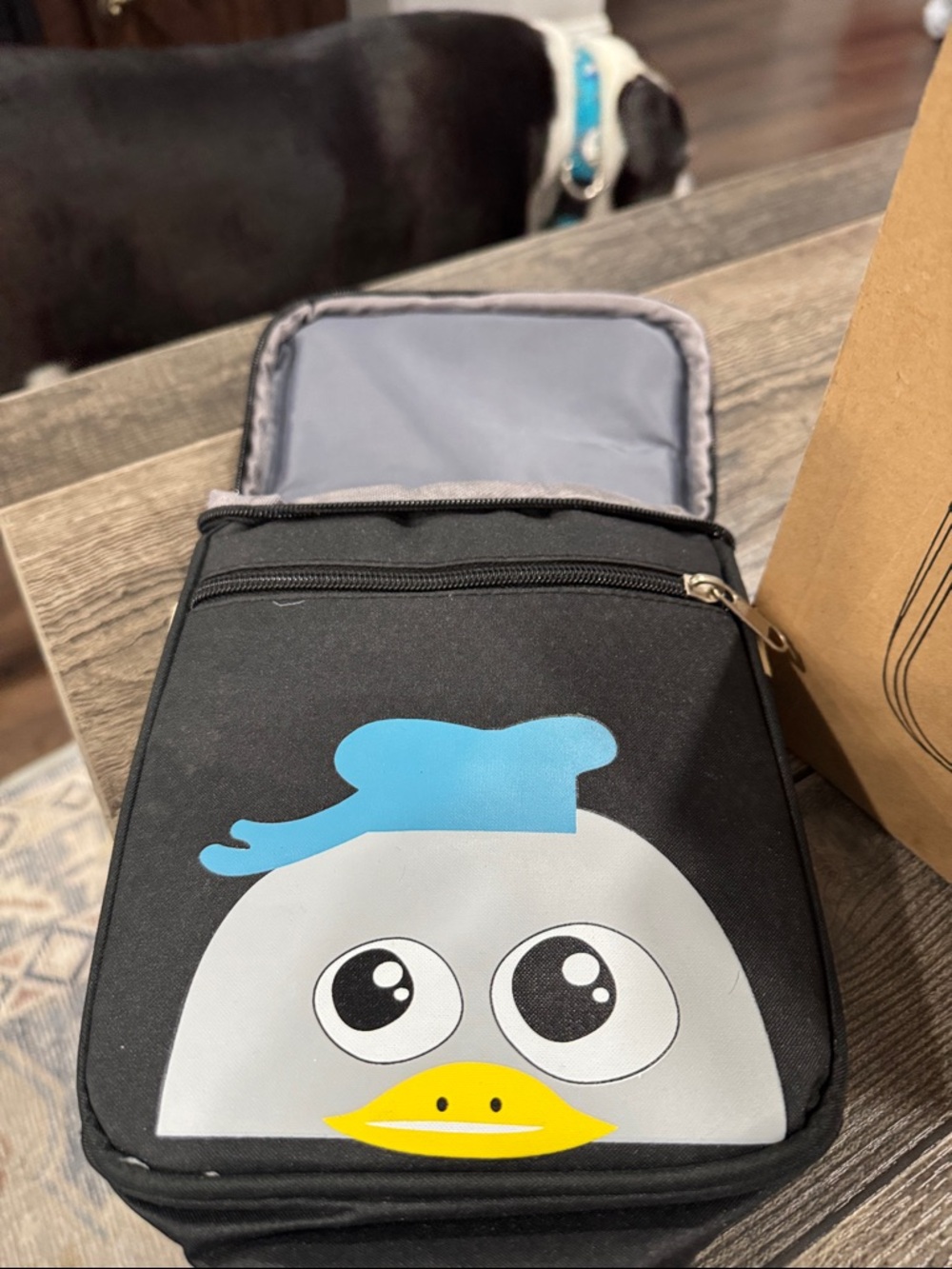 Cute Penguin Bird Treat & Accessory Pouch - Black with Blue Accent